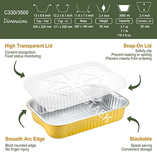 5 Pack Heavy Duty Aluminum Foil Pans with Lids K87353