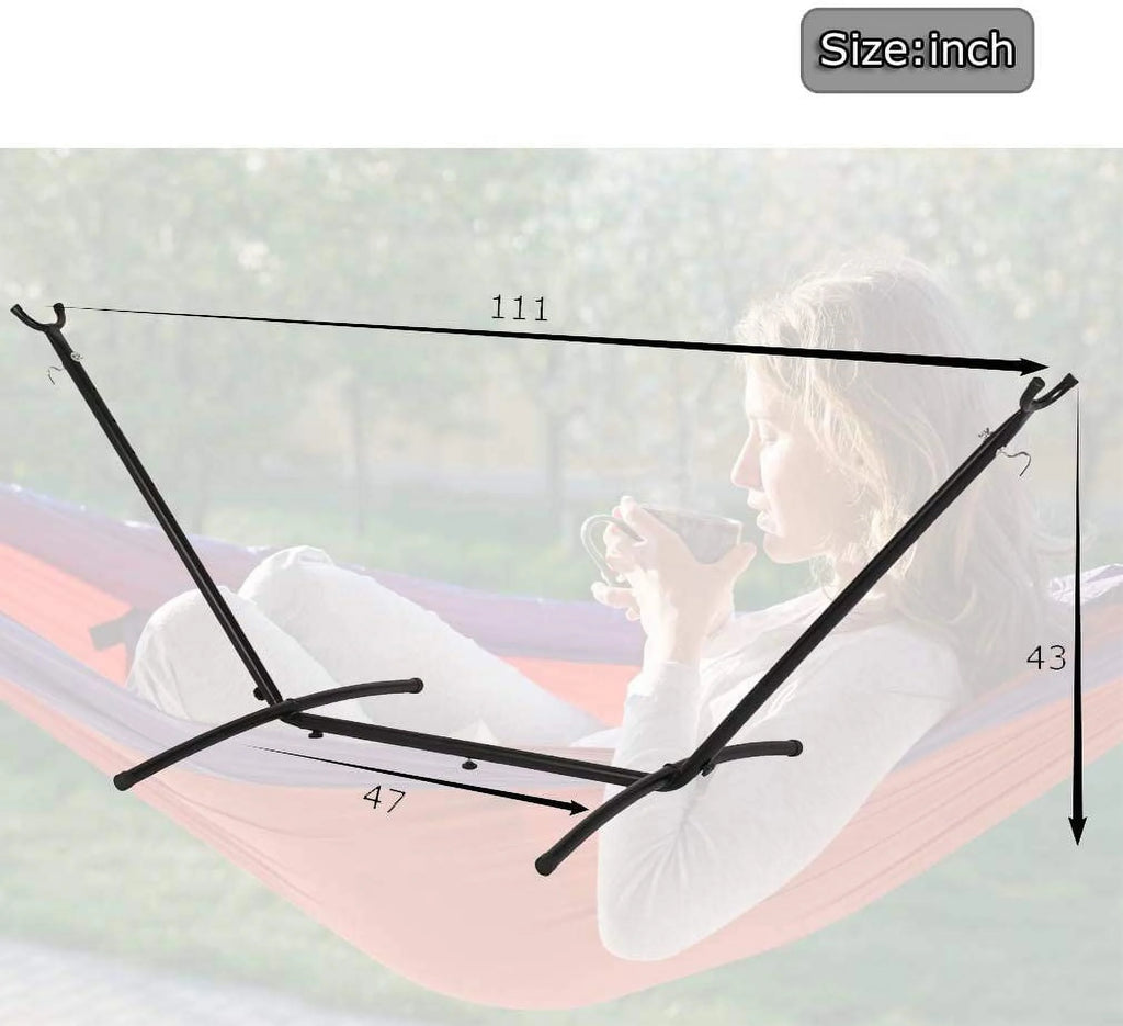 Black Steel Double Hammock Stand with Carrying Case H5332