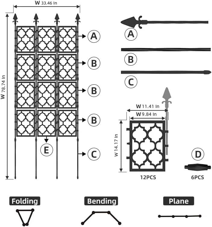 3 Pack Rustproof Metal Garden Trellis (White, Large) R8111