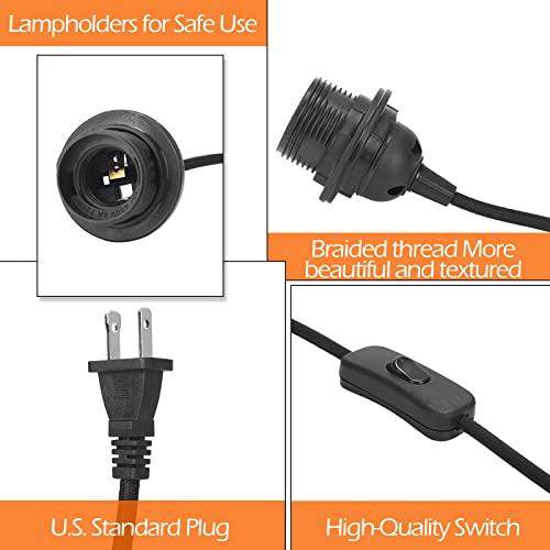 6 Pack Black 12 FT Hanging Light Kit with On/Off Switch L43174