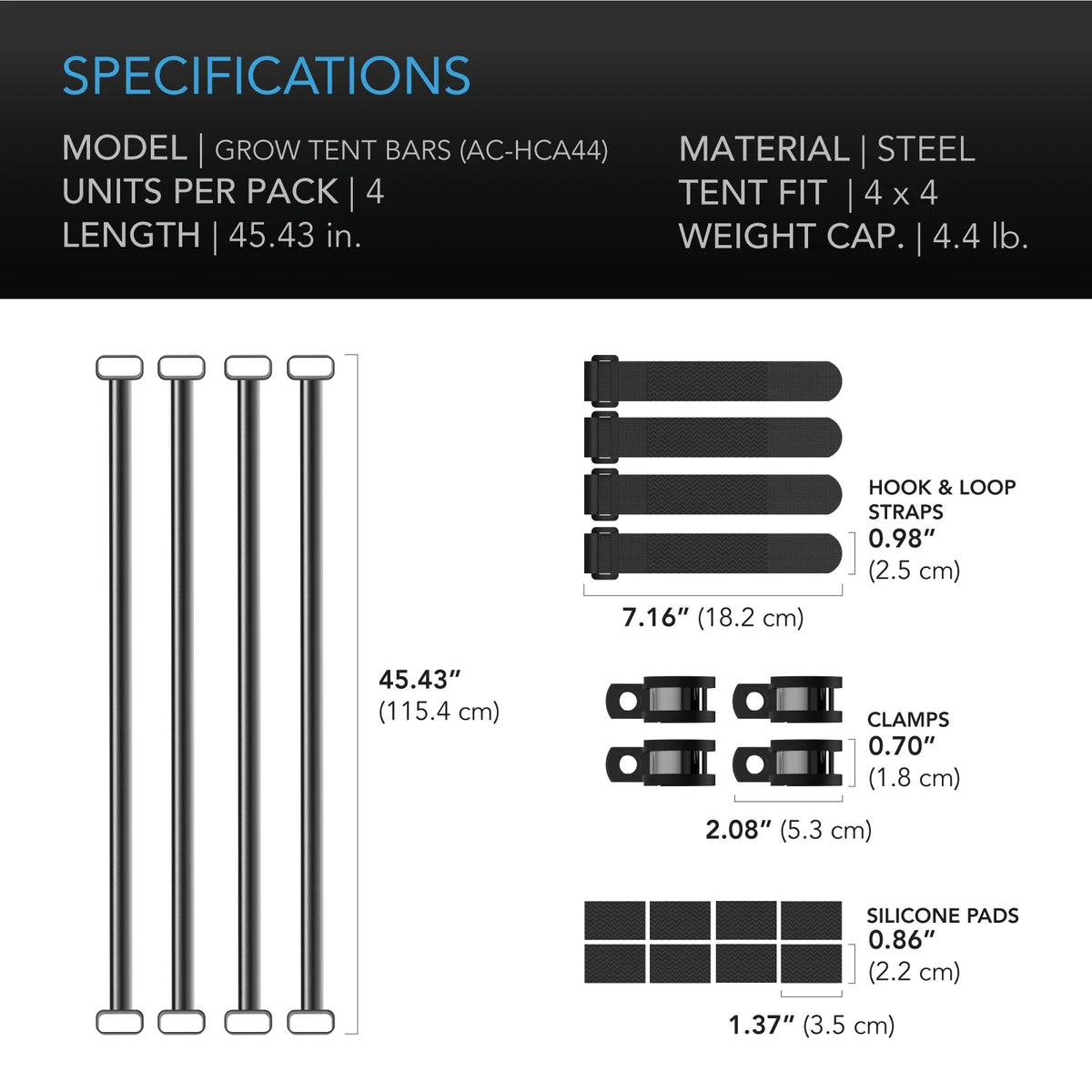 4x4' Steel Mounting Bars for Grow Tents Z579238