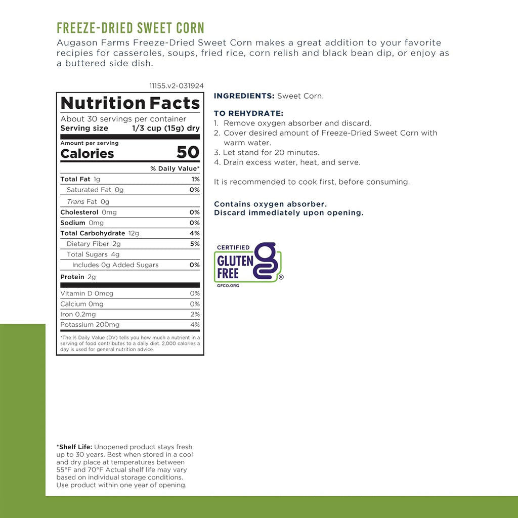 Freeze Dried Sweet Corn 16 oz X9863