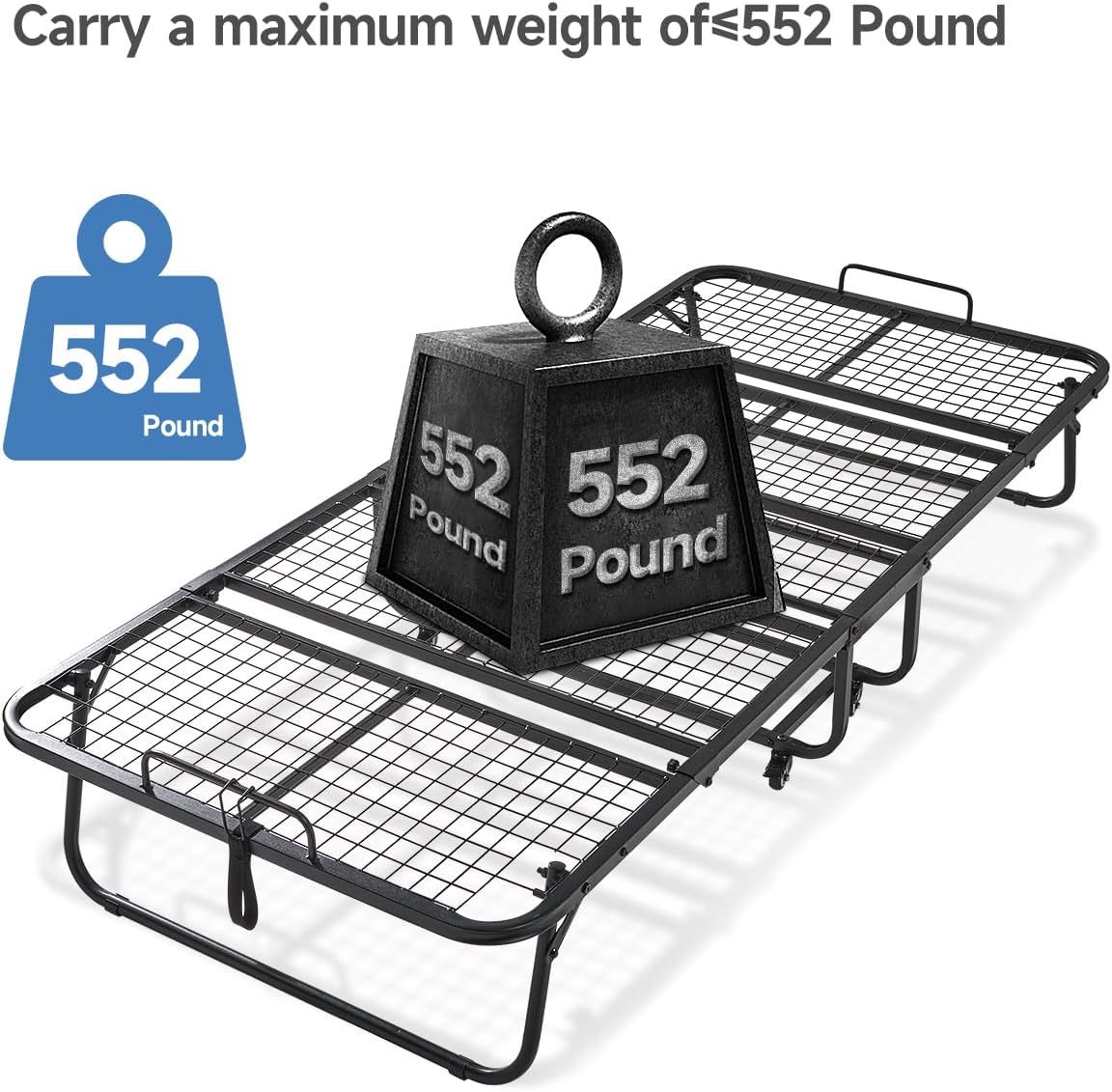 Folding Bed with 5.2" Thick Memory Foam Mattress, 79 * 35inch, Metal Folding Frame R997