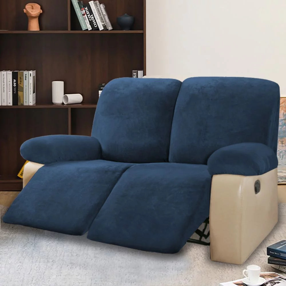 Velvet Stretch Recliner Sofa Cover (Navy) Z5975