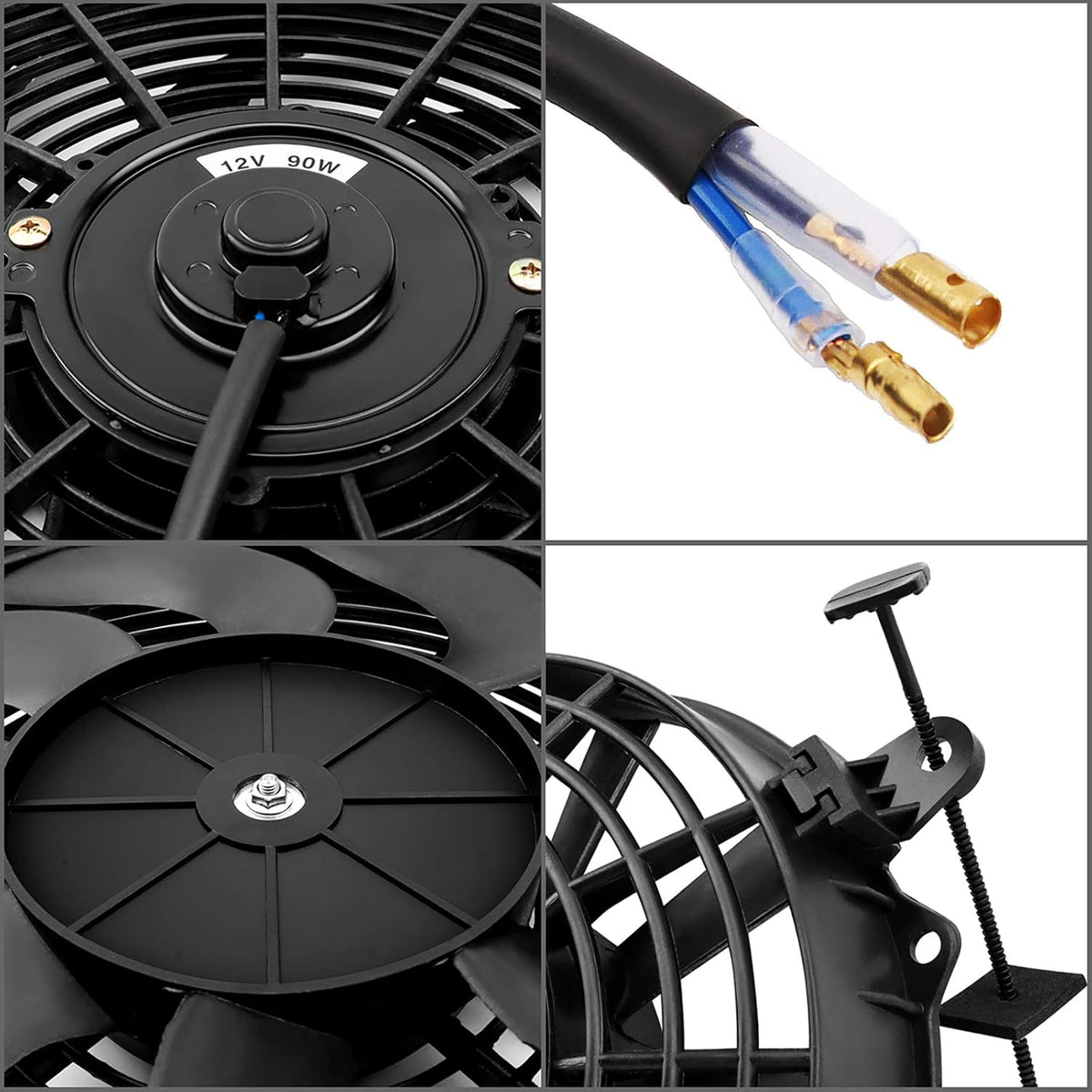 Reversible 14 Inch Engine Radiator Cooling Fan with Mounting Kit 2000 CFM 12 Volts 90 Watts Pack of 2 B231951