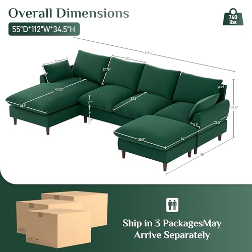 Cream White Oversized Chenille 6-Seater Sectional Sofa B21584
