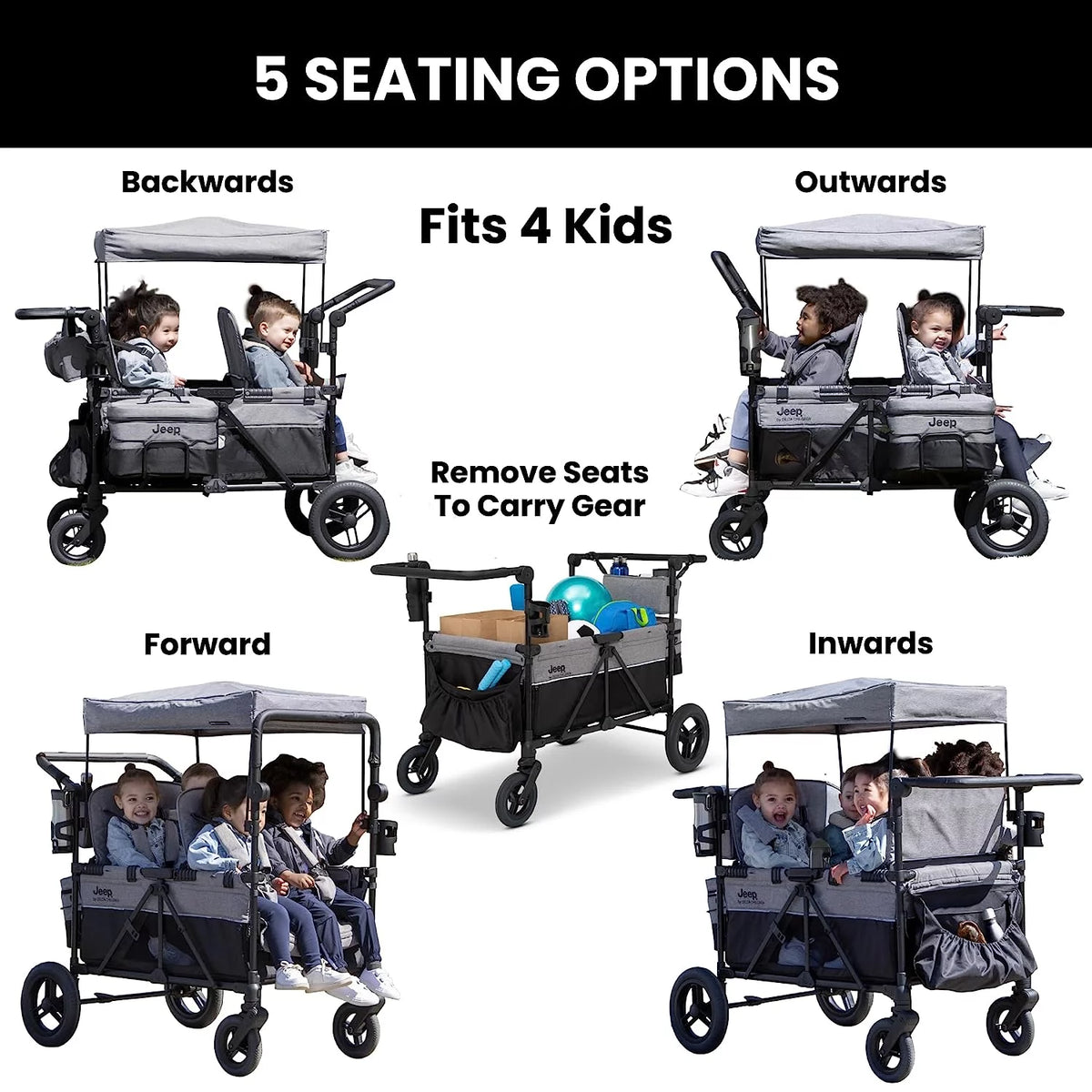 Grey 4 Seater Stroller Wagon E431128