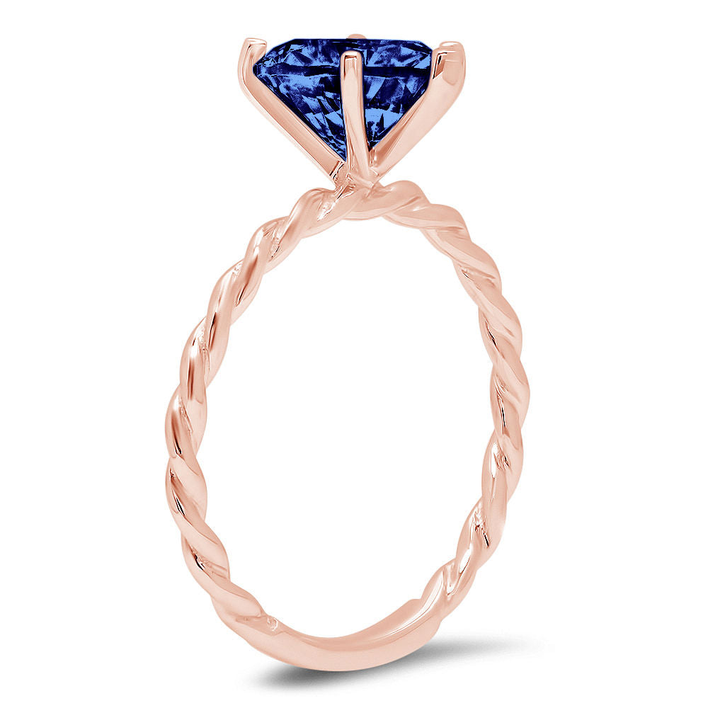 Heart Cut Blue Simulated Tanzanite 18k Rose Gold Ring Size 10.5 F592