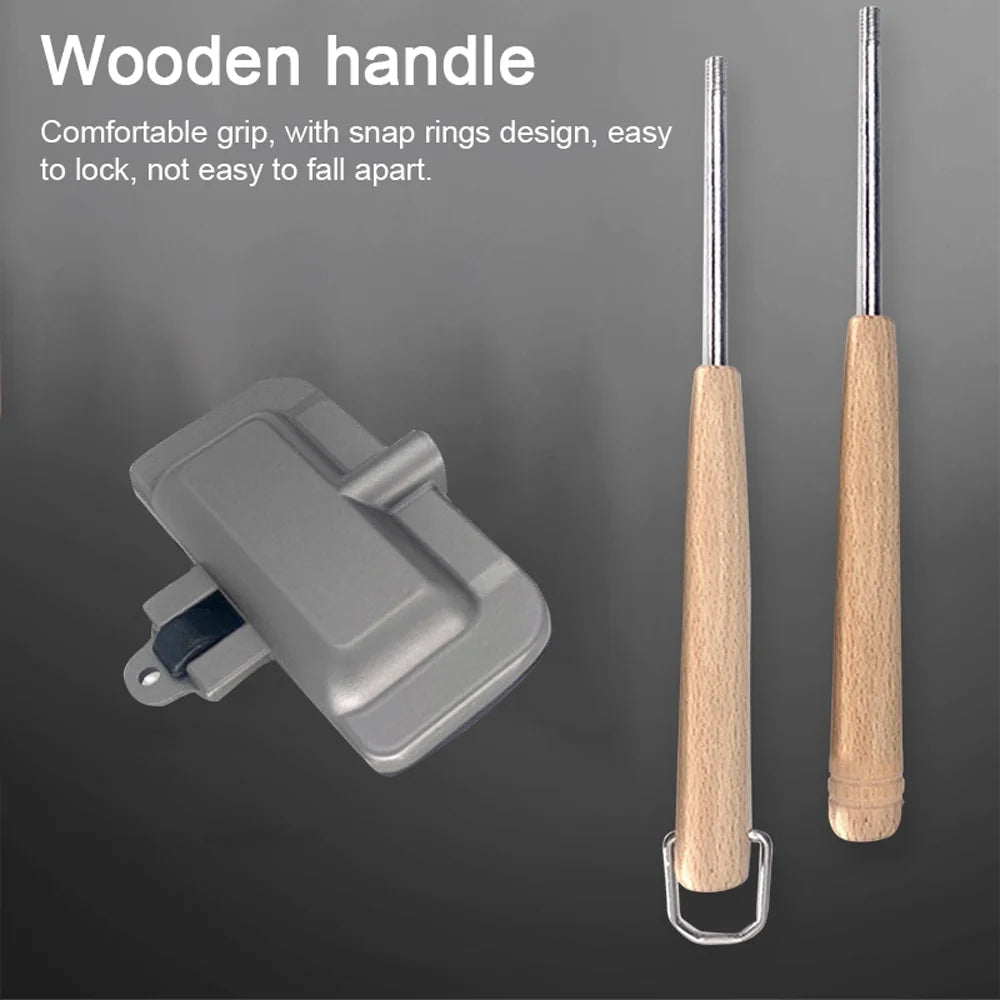 Double-Sided Non-Stick Aluminum Sandwich Maker with Removable Handle C4389