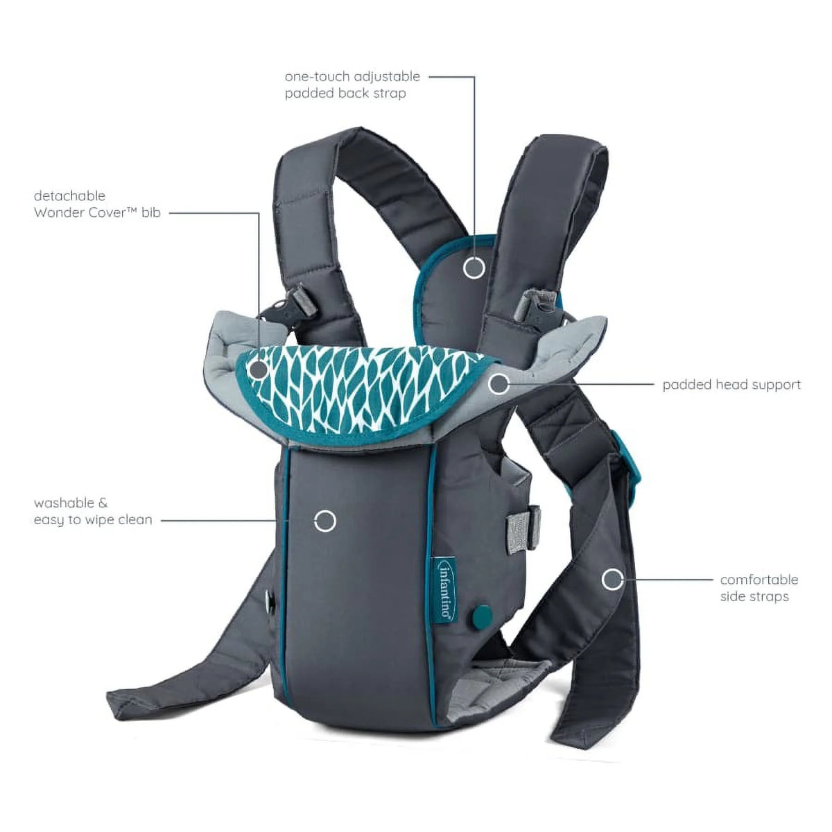 Gray 2-Position Baby Carrier with Wonder Cover Bib J841433