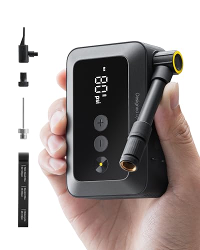 Mini Bike Tire Pump with Guage, 150PSI Portable Electric Bike Air Pump with Presta and Schrader Valve S975