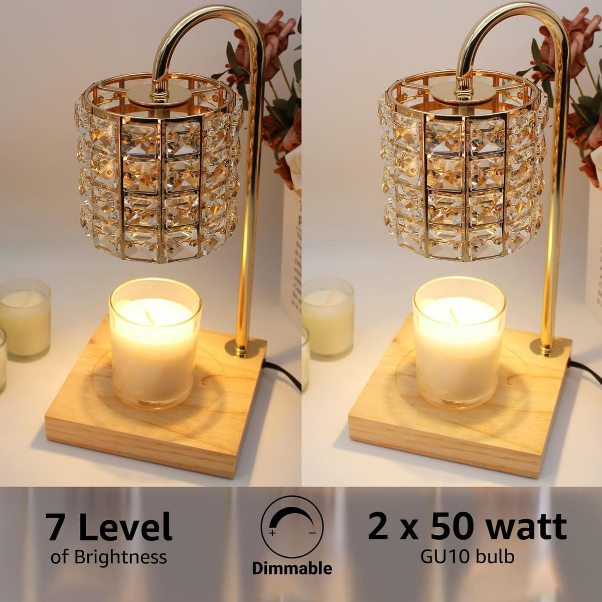 Amber Dimmable Electric Candle Warmer Lamp with Timer G24208