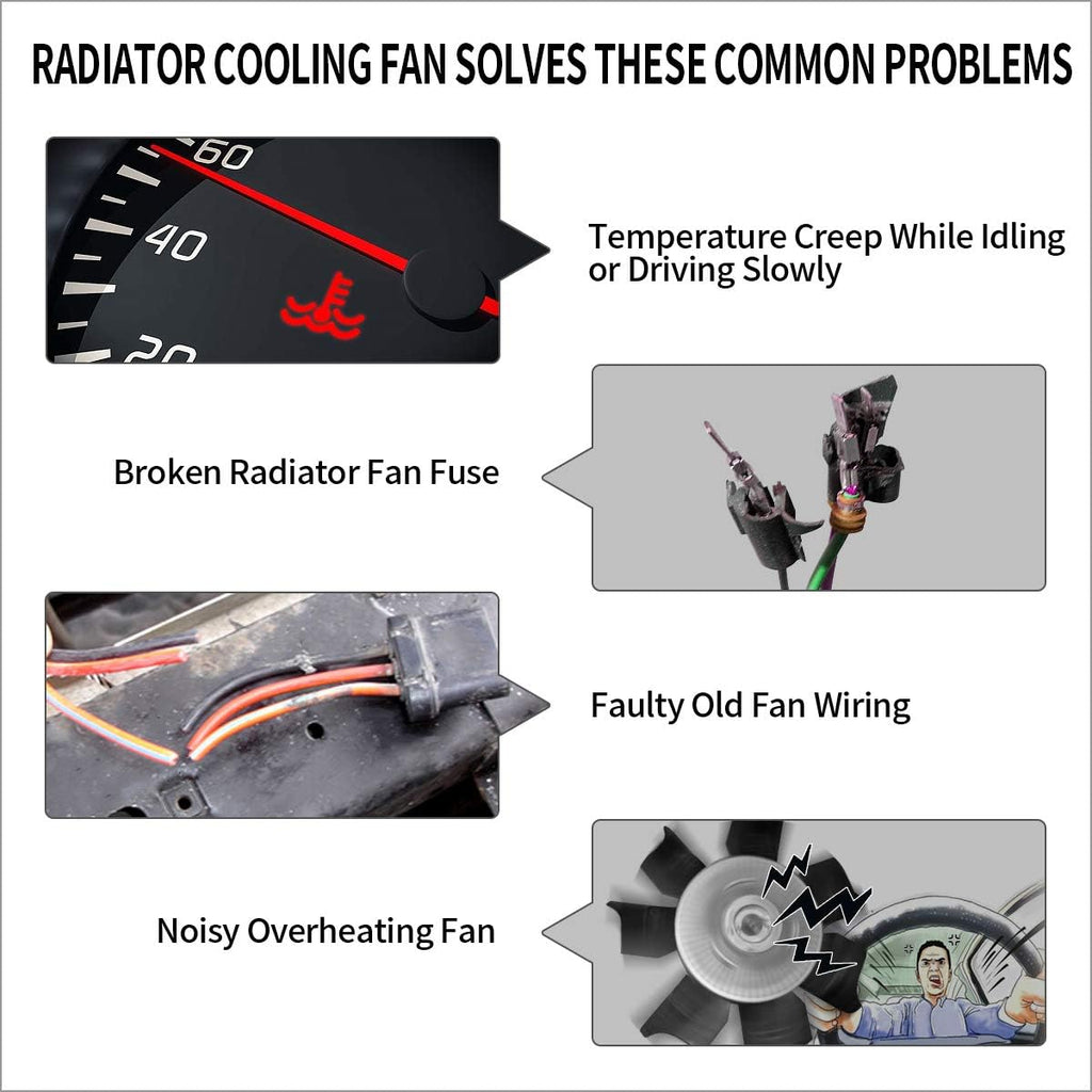 Reversible 14 Inch Engine Radiator Cooling Fan with Mounting Kit 2000 CFM 12 Volts 90 Watts Pack of 2 B231951