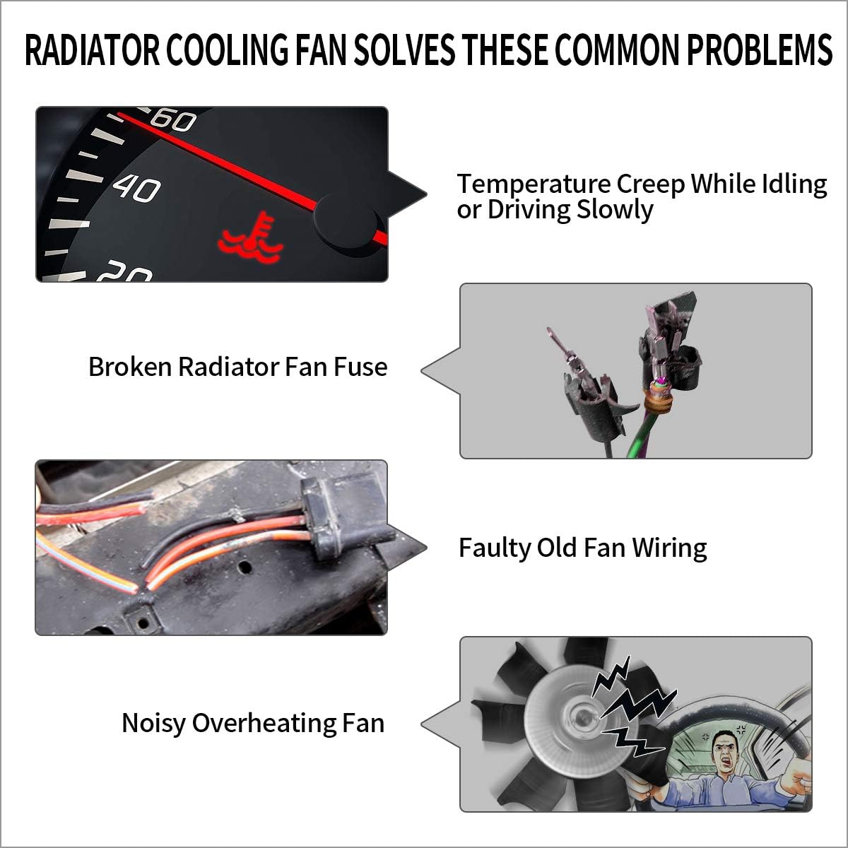 Reversible 14 Inch Engine Radiator Cooling Fan with Mounting Kit 2000 CFM 12 Volts 90 Watts Pack of 2 B231951