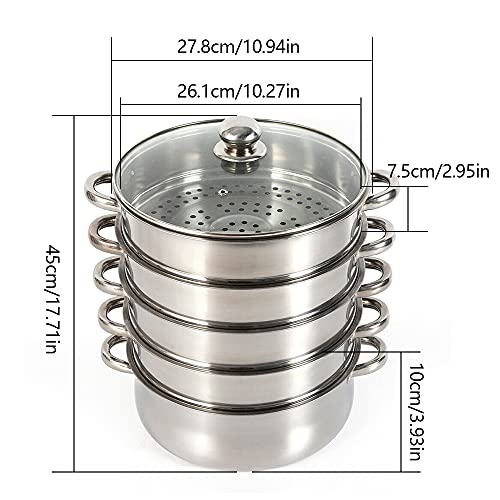 3 Tier Stainless Steel Steamer Pot with Lid E5199