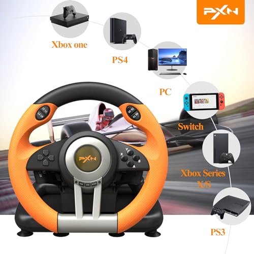 Racing Wheel Gaming Steering Wheel 180 Degree Driving Wheel with Pedal Z63351