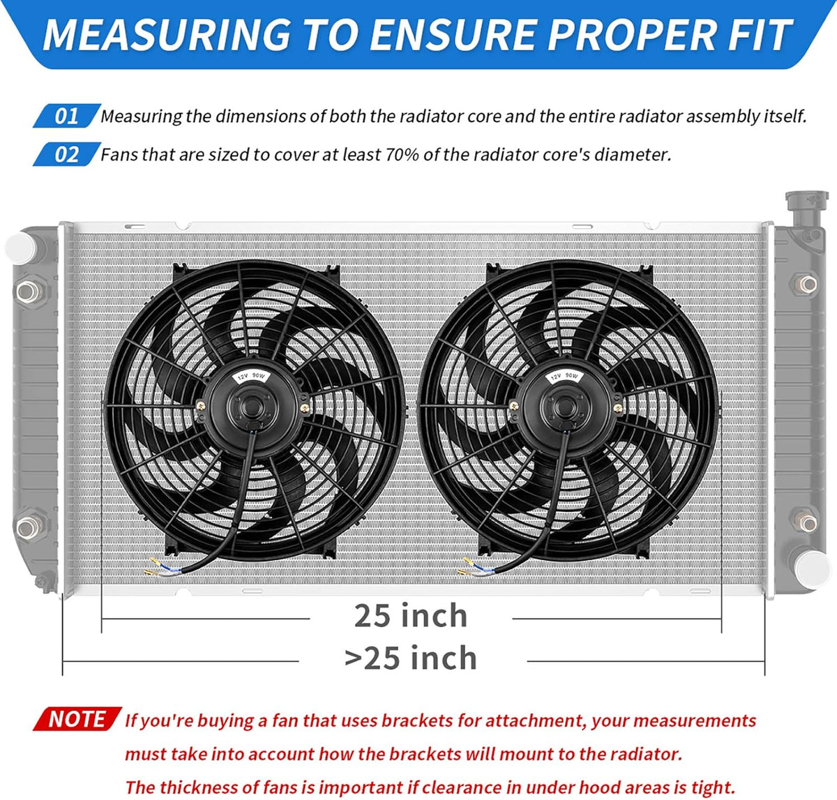 Reversible 14 Inch Engine Radiator Cooling Fan with Mounting Kit 2000 CFM 12 Volts 90 Watts Pack of 2 B231951