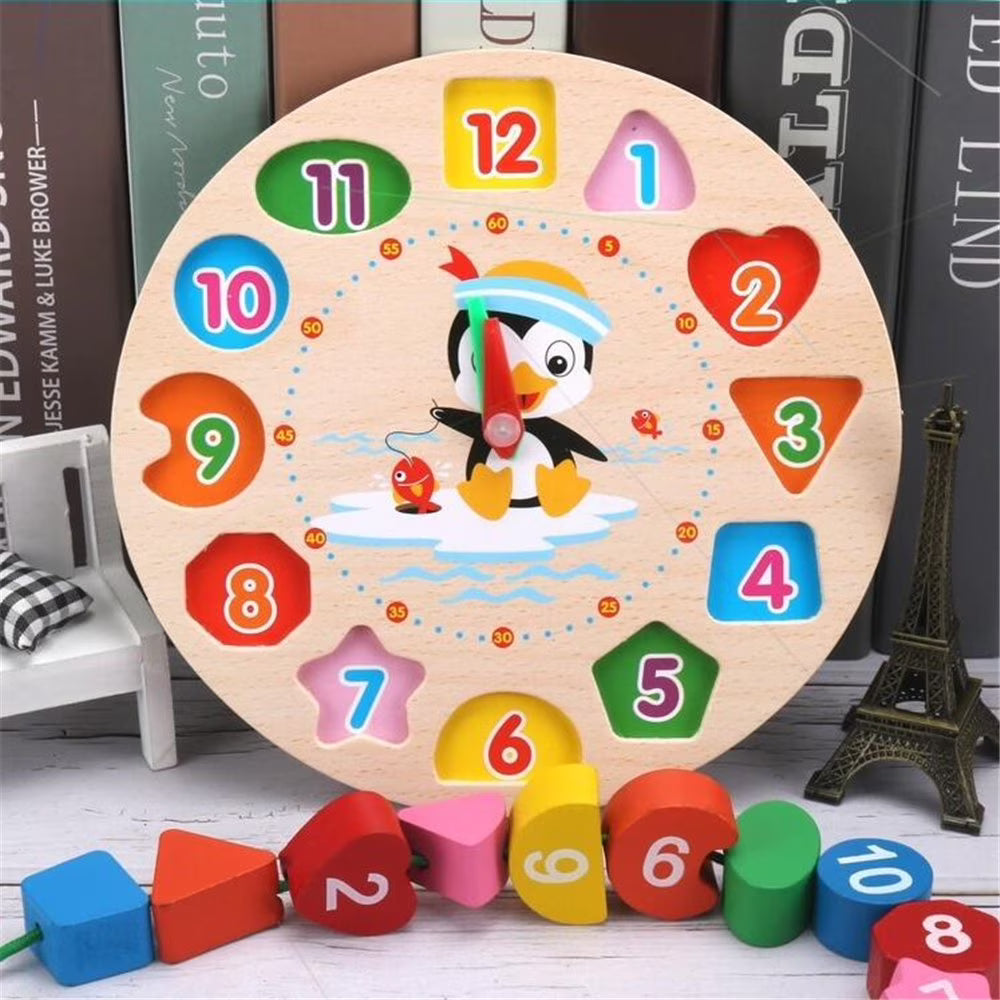 Wooden Shape Color Sorting Clock Toy Number Blocks Puzzle Stacking Sorter Jigsaw Early Learning Educational Toy Z888