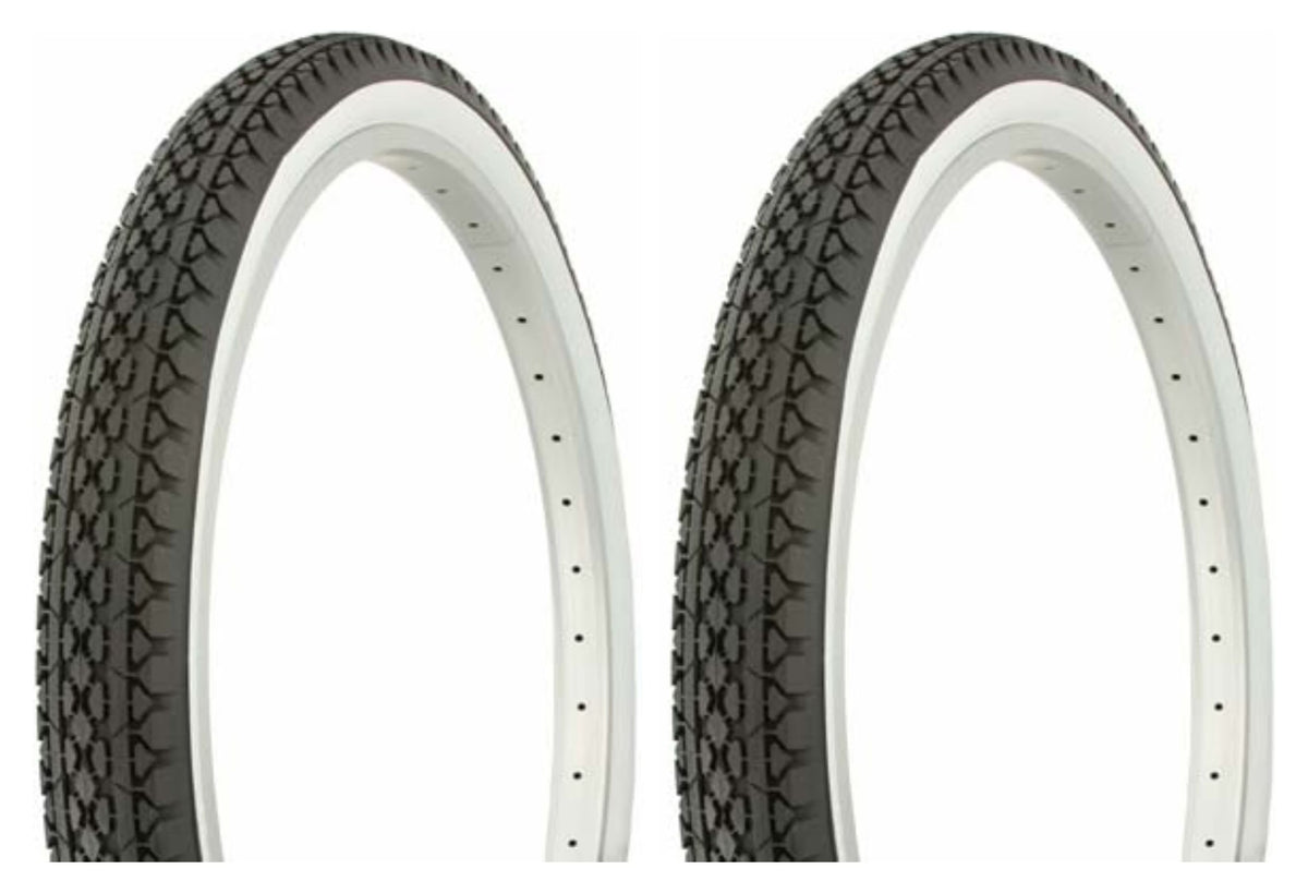 2 Tires 26" x 2.125" Black/White Side Wall Bicycle Tires F801439