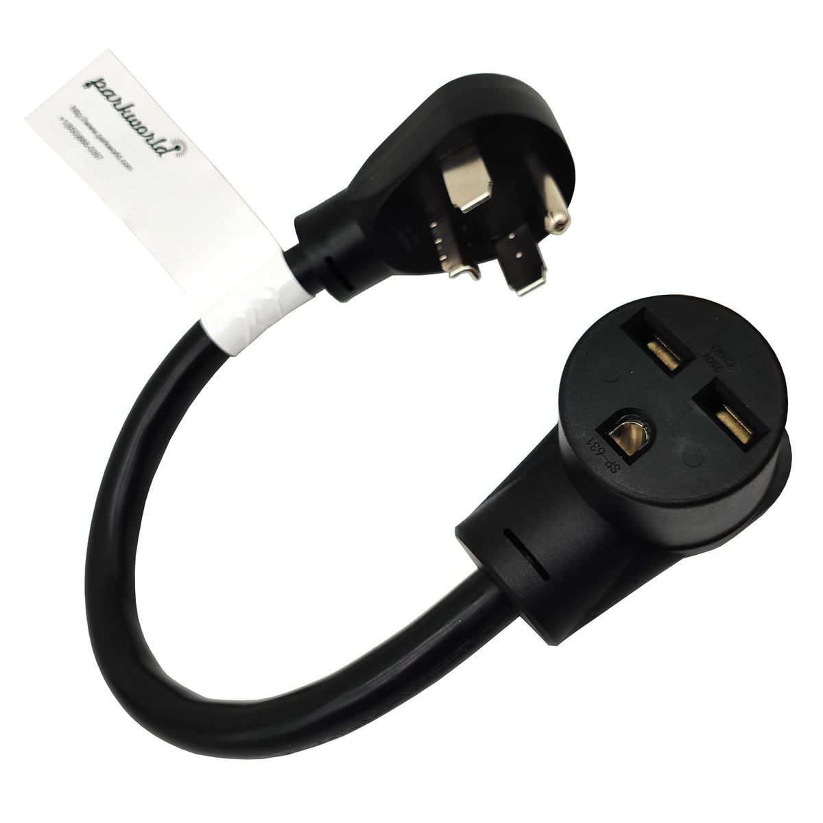 Adapter Cord Dryer 4-prong Right Angle Male NEMA 14-30P to 6-30R Heater Female 1.5FT O84648