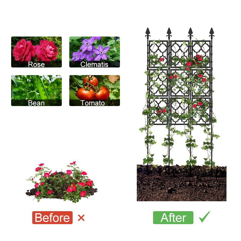 3 Pack Rustproof Metal Garden Trellis (White, Large) R8111
