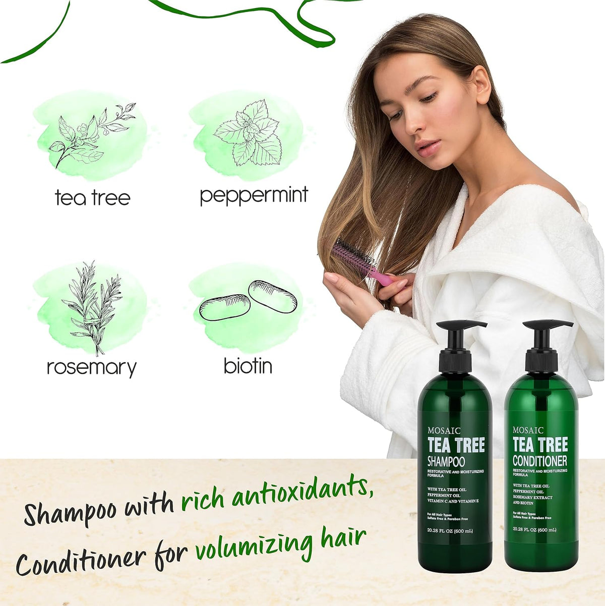 Tea Tree Shampoo and Conditioner Set 20.2 FL Oz Each J303