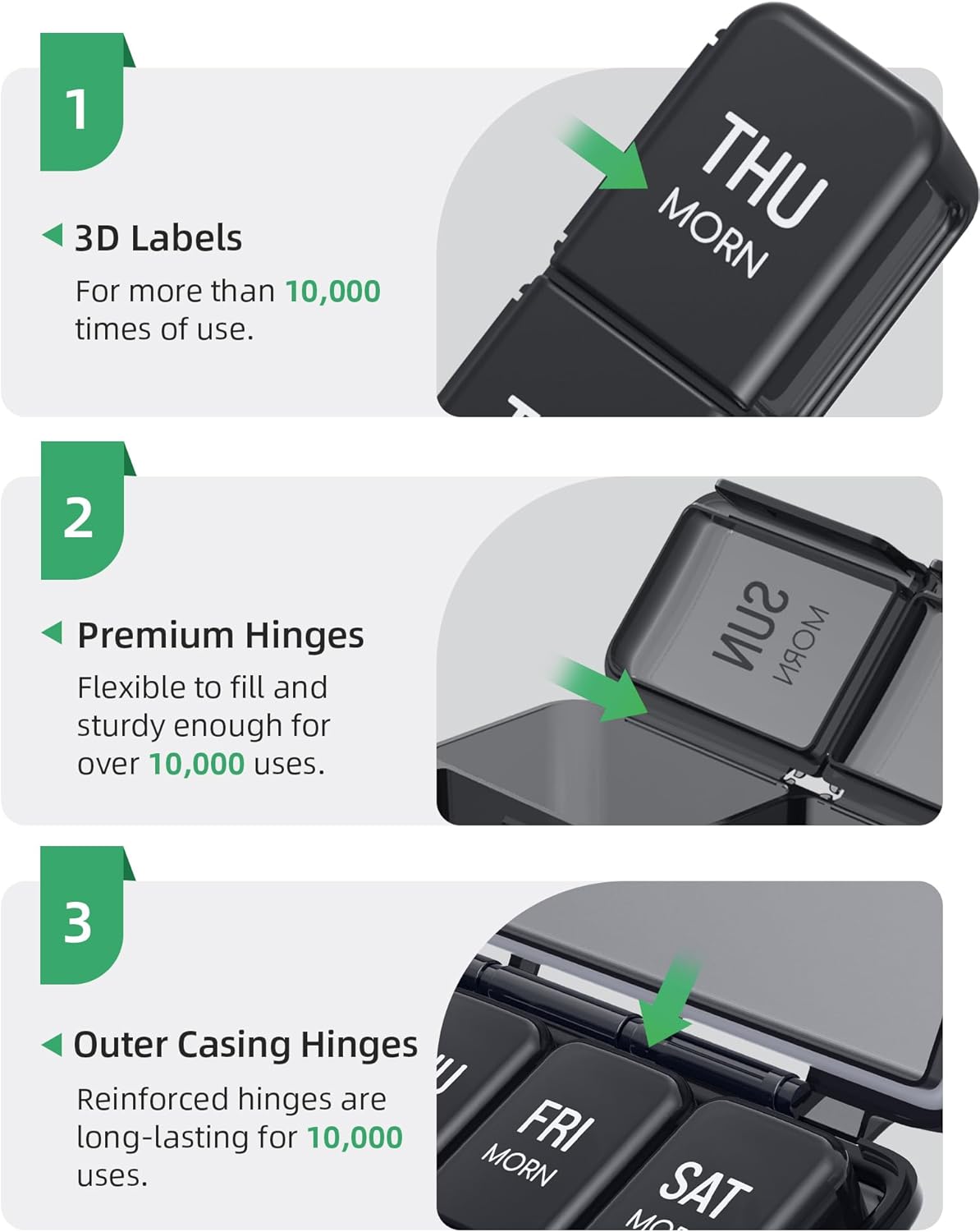 Black Weekly Pill Organizer 7 Day X45928