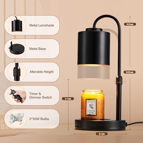White Gold Height Adjustable Electric Candle Warmer with Timer and Dimmer X77295