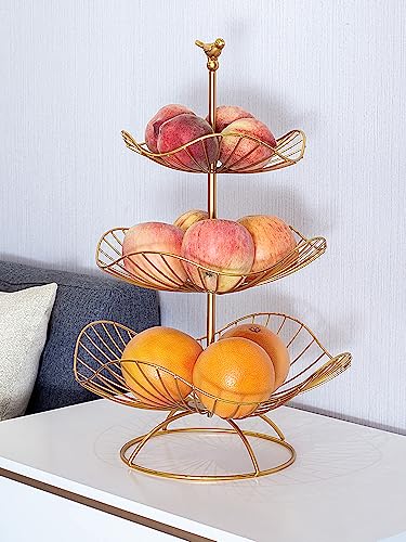 Gold Metal 3-Tier Fruit Basket Holder T5191