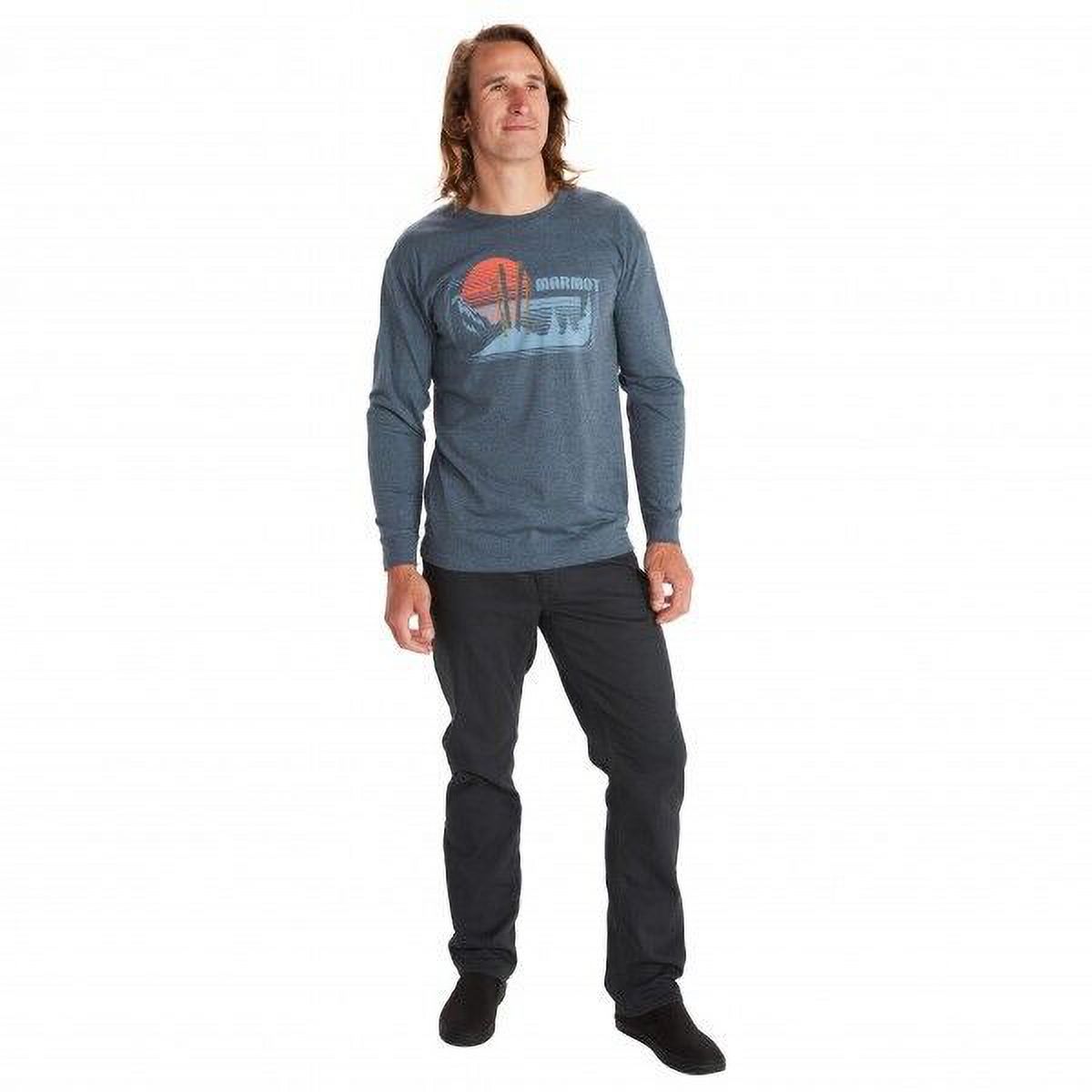 Navy Heather Men's Long Sleeve Graphic T Shirt X80513