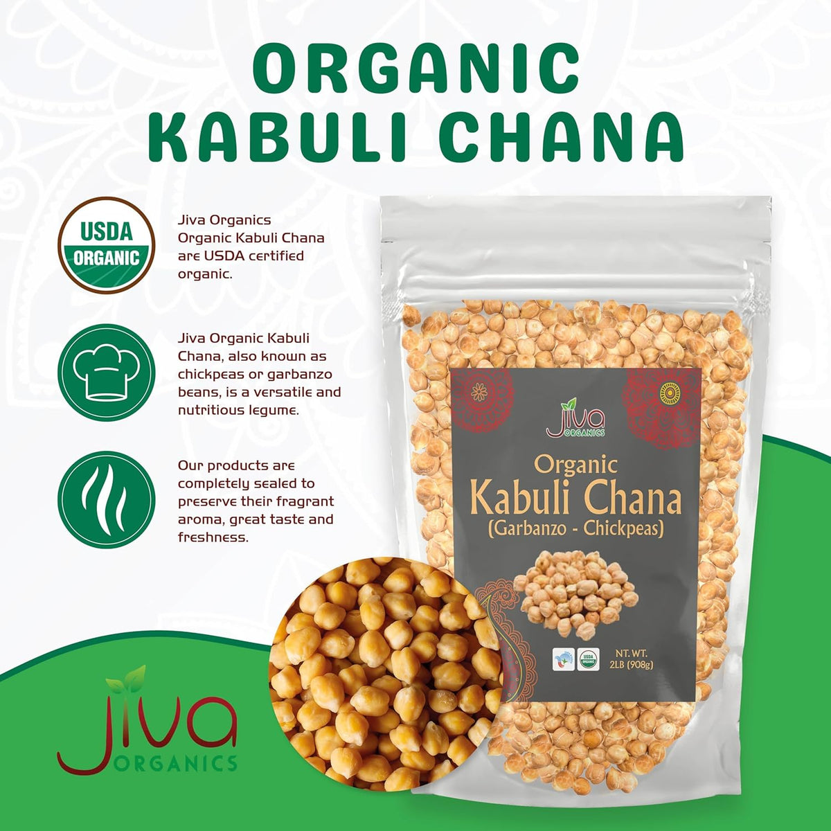 Raw Chickpeas 2 LB Bag W223