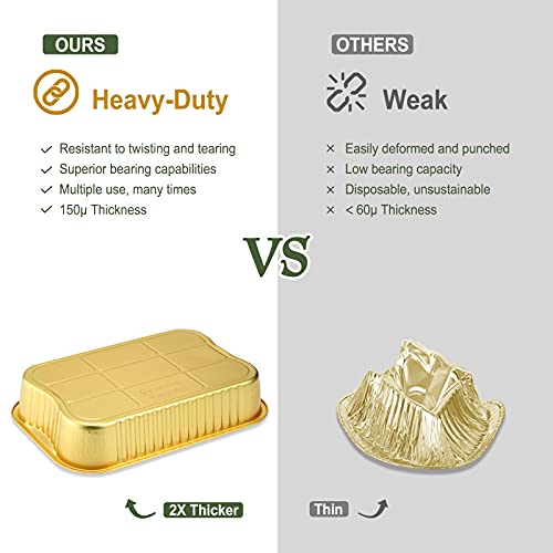 5 Pack Heavy Duty Aluminum Foil Pans with Lids K87353