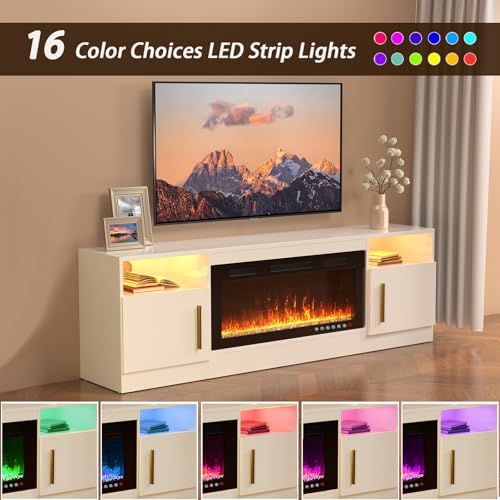 Black 70 Inch Electric Fireplace TV Stand K281