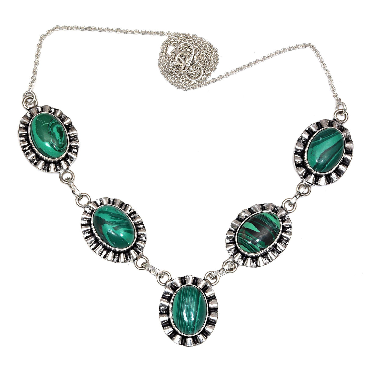 Malachite 925 Silver Necklace 20 in P977