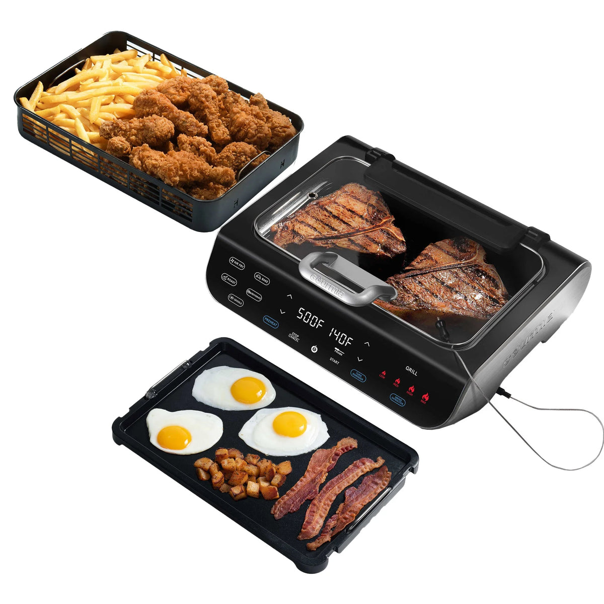Smokeless Grill, Griddle, & Air Fryer with Built-in Temperature Probe L495889