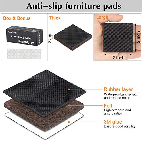 20 Pieces 2" Self Adhesive Furniture Pads with 30 Bumper Pads J603