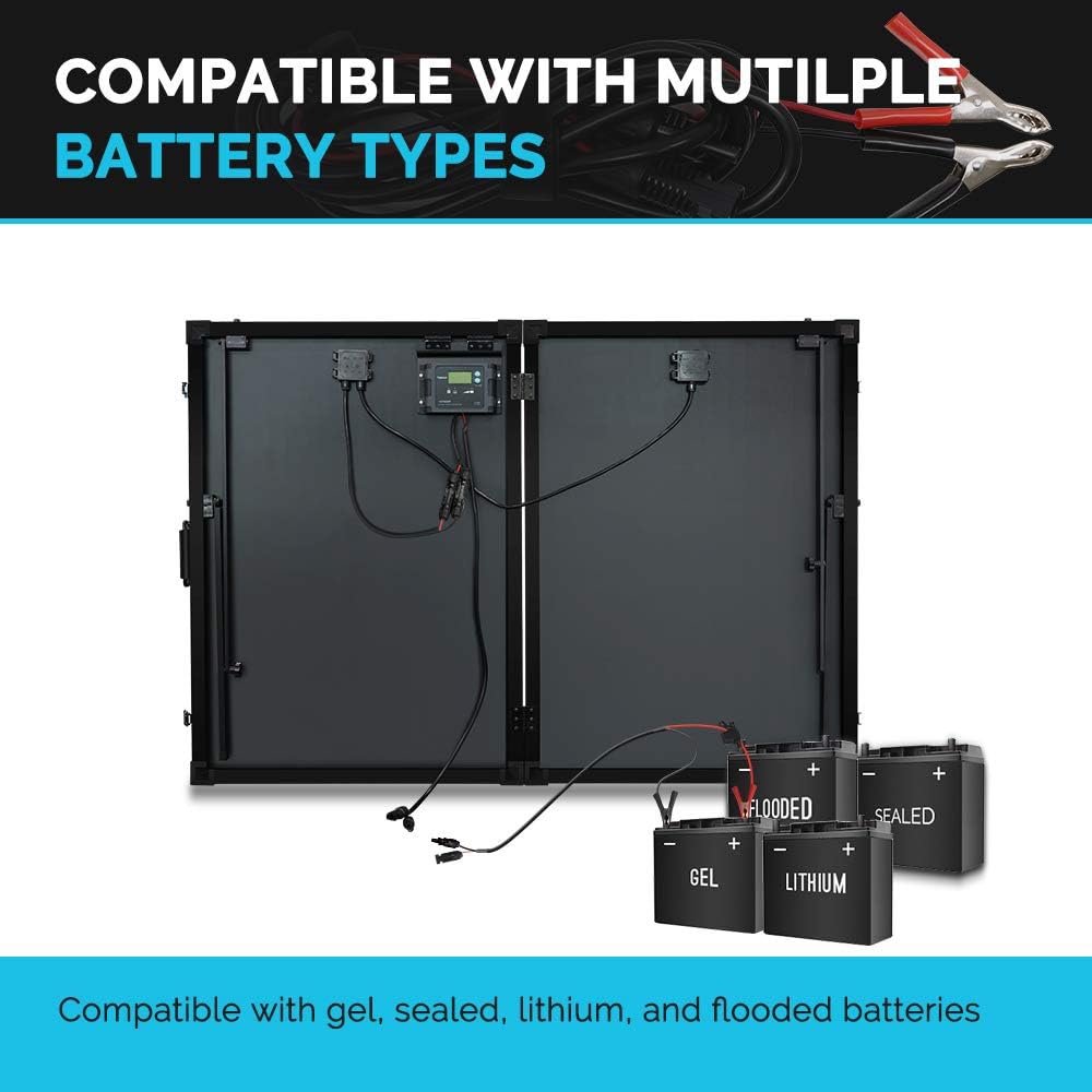 200 Watt 12 Volt Monocrystalline Portable Foldable 2Pcs 100W Solar Panel Suitcase with Waterproof 20A Charger Controller V4302