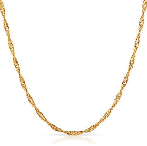 10K Yellow Gold 1.7mm Singapore Pendant Chain Necklace Q654391