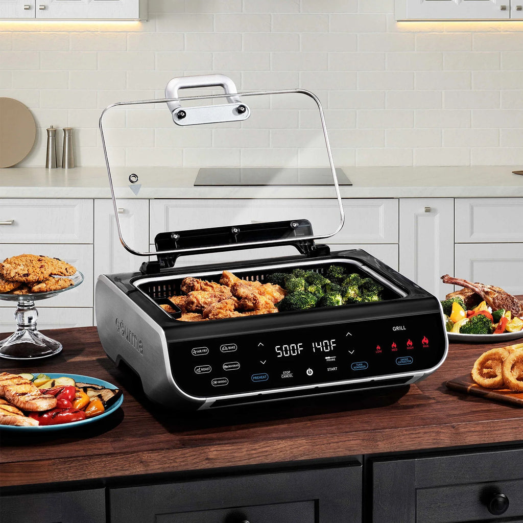 Smokeless Grill, Griddle, & Air Fryer with Built-in Temperature Probe L495889