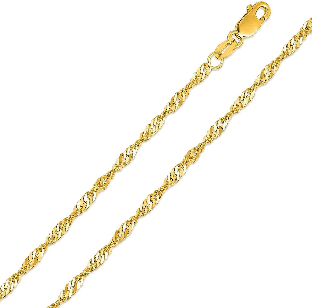 10K Yellow Gold 1.7mm Singapore Pendant Chain Necklace Q654391