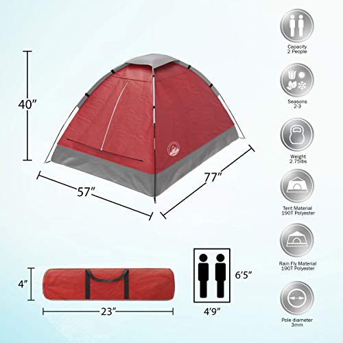 2-Person Dome Tent with Rain Fly and Carrying Bag H106966