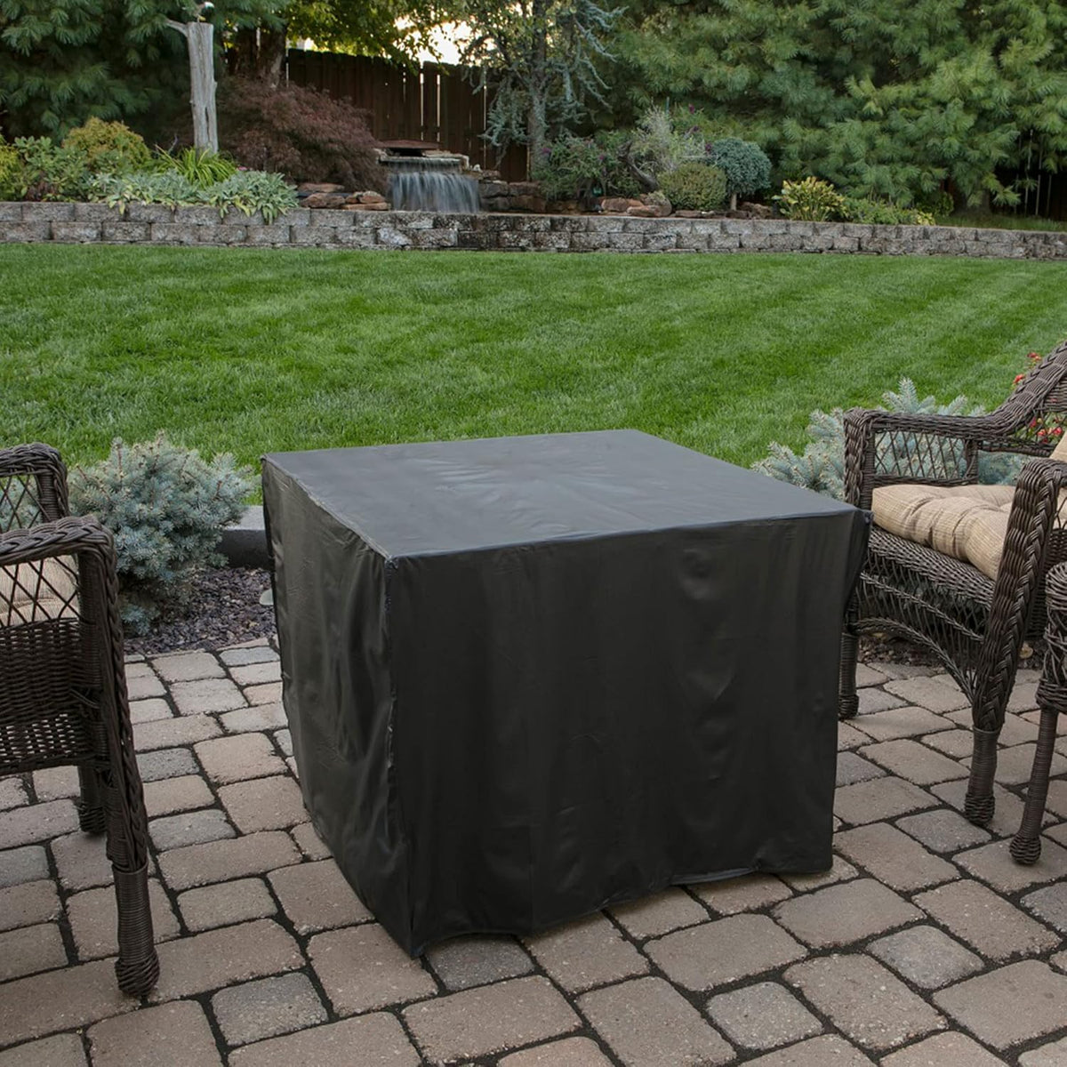Black 30 Inch Square 30,000 BTU LP Gas Outdoor Fire Pit Table W266