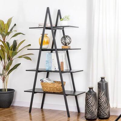 Black Oak Metal Ladder Bookcase B1801