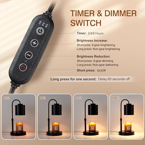 White Gold Height Adjustable Electric Candle Warmer with Timer and Dimmer X77295