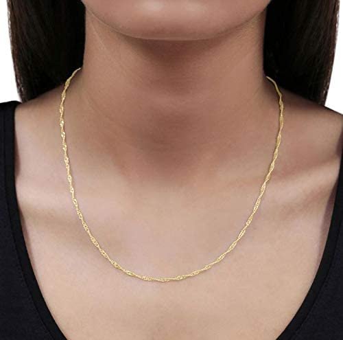 10K Yellow Gold 1.7mm Singapore Pendant Chain Necklace Q654391