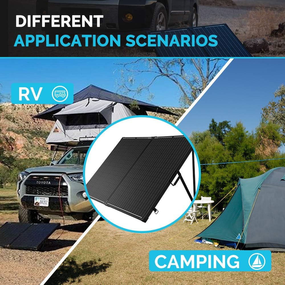 200 Watt 12 Volt Monocrystalline Portable Foldable 2Pcs 100W Solar Panel Suitcase with Waterproof 20A Charger Controller V4302
