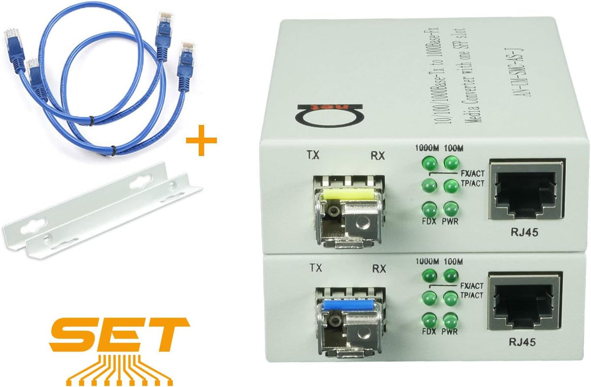 Single Mode LC WDM Single Fiber Bi-Di Gigabit Media Converter 20km to UTP Cat5e Cat6 10/100/1000 RJ-45 - 1 Pair C73885