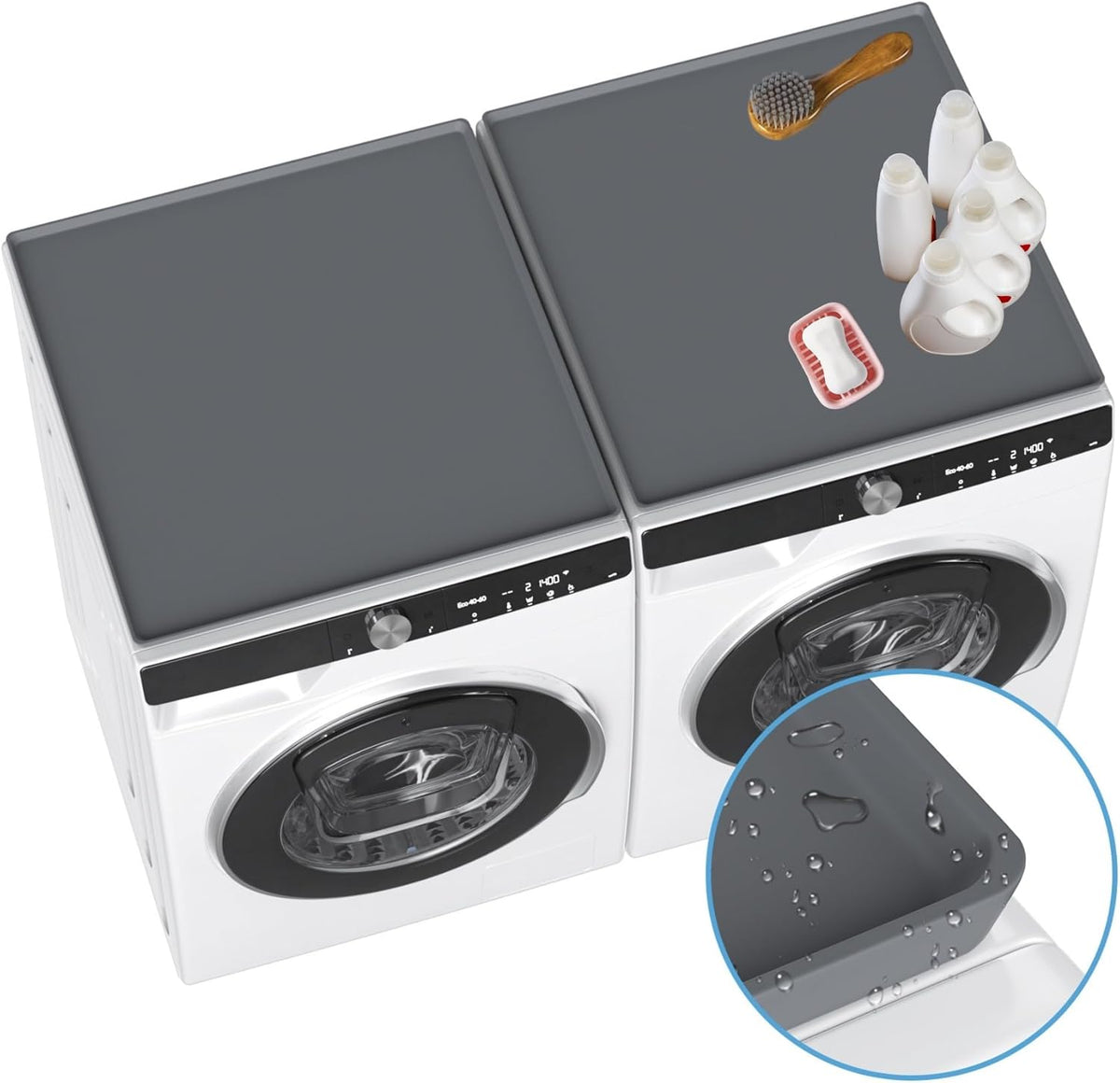 Gray 23.6''x 23.6'' Silicone Washer and Dryer Covers F1341