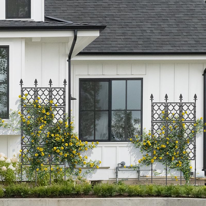 3 Pack Rustproof Metal Garden Trellis (White, Large) R8111