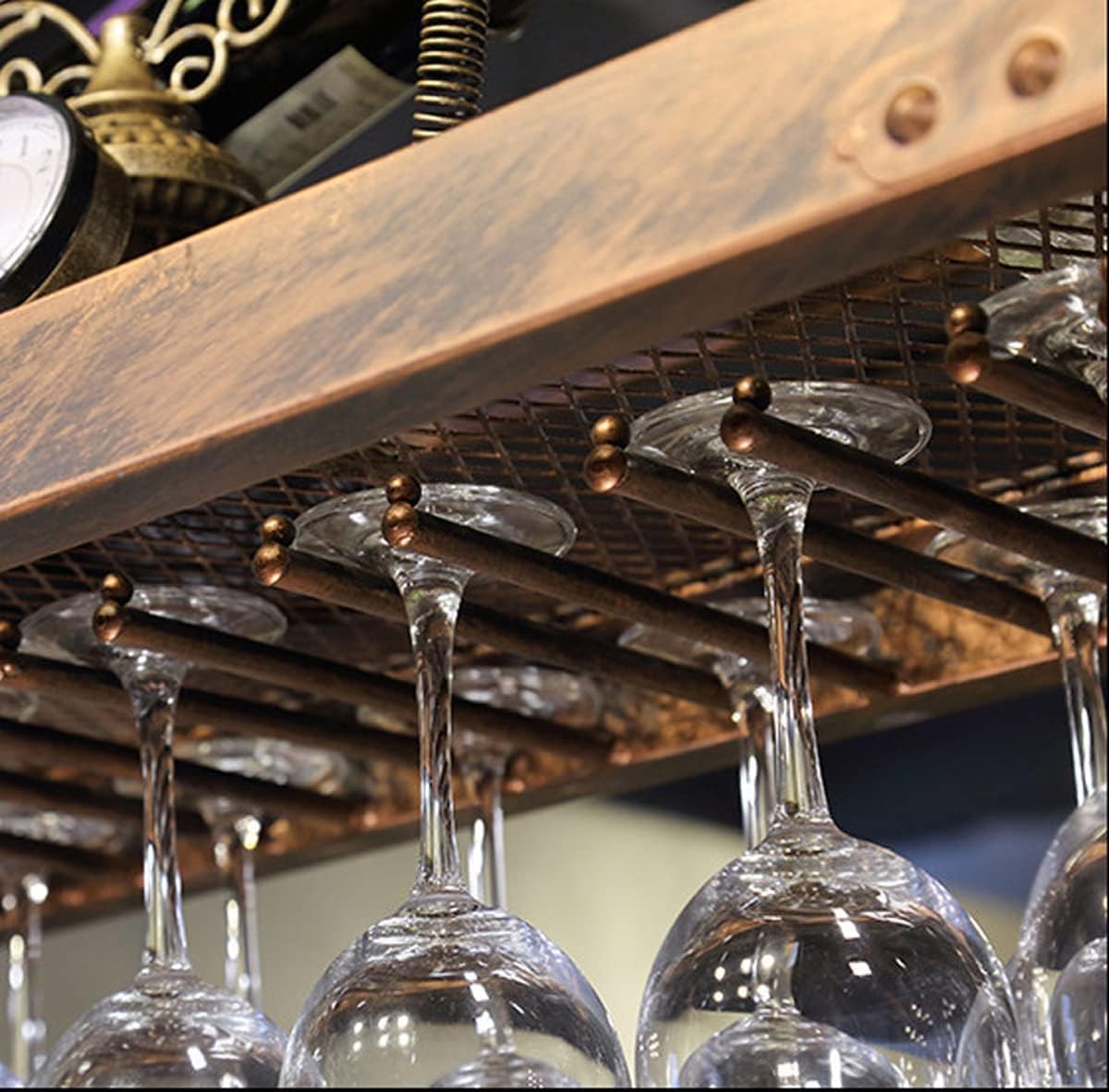 Coppery Bronze Metal Wall-Mounted Wine Glass Rack Q463